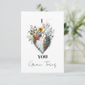 私はあなたを愛する解剖学的ハートフローラ パーソナライズされた サンキューカード (スタンド正面)