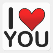 私はあなたを愛する赤いハート記号 スクエアシール (正面)