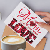 私はあなたを愛する赤いハート記念エレガント母の日 カード