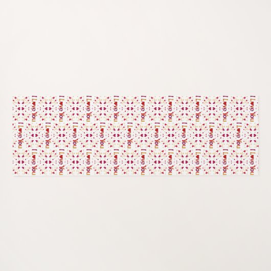 私はあなたを愛する赤いハート金ゴールドリボンバレンタインデン2側 ヨガマット (裏面(横))