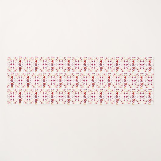 私はあなたを愛する赤いハート金ゴールドリボンバレンタインデン2側 ヨガマット (正面(横))