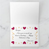 私はあなたを愛する赤いハート金ゴールドリボンヴィンテージバレンタイン カード (内部)