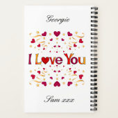 私はあなたを愛する赤いハート金ゴールドリボンヴィンテージバレンタイン ノートブック (裏面)