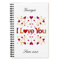 私はあなたを愛する赤いハート金ゴールドリボンヴィンテージバレンタイン