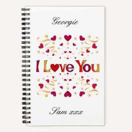 私はあなたを愛する赤いハート金ゴールドリボンヴィンテージバレンタイン ノートブック