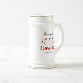 私はあなたを愛する赤いハート金ゴールドリボンヴィンテージバレンタイン ビールジョッキ (正面右)