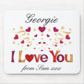 私はあなたを愛する赤いハート金ゴールドリボンヴィンテージバレンタイン マウスパッド (正面)