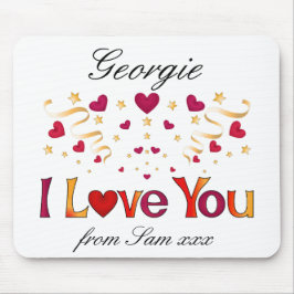 私はあなたを愛する赤いハート金ゴールドリボンヴィンテージバレンタイン マウスパッド