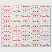 私はあなたを愛する赤いハート金ゴールドリボンヴィンテージバレンタイン ラッピングペーパー (フラット)