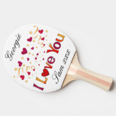 私はあなたを愛する赤いハート金ゴールドリボンヴィンテージバレンタイン 卓球ラケット (横)