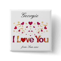 私はあなたを愛する赤いハート金ゴールドリボンヴィンテージバレンタイン