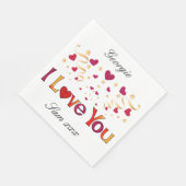 私はあなたを愛する赤いハート金ゴールドリボン結婚バレンタイン スタンダードランチョンナプキン (角)