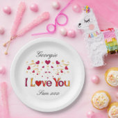 私はあなたを愛する赤いハート金ゴールドリボン結婚バレンタイン ペーパープレート (パーティー)
