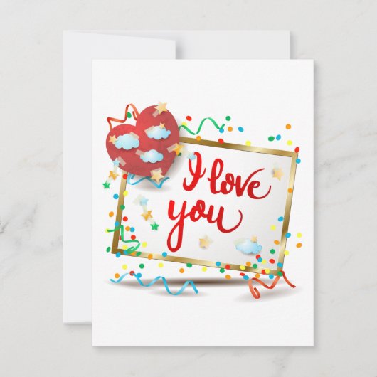 私はあなたを愛する赤いハート サンキューカード (正面)