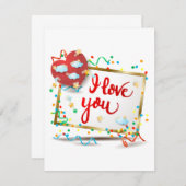 私はあなたを愛する赤いハート サンキューカード (正面/裏面)