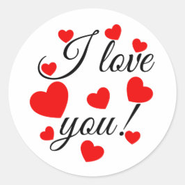 私はあなたを愛する赤いハート ラウンドシール