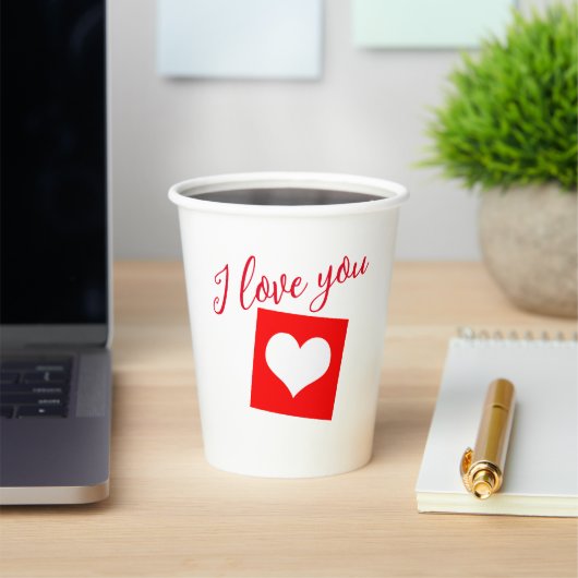 私はあなたを愛する赤いハート 紙コップ (インサイチュ)