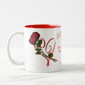私はあなたを愛する赤いバラのハート ツートーンマグカップ (左)