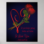 私はあなたを愛する赤いバラエレガントハートパーソナライズされた ポスター (正面)