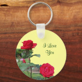 私はあなたを愛する赤いバラ花写真キーチェーン キーホルダー (正面)