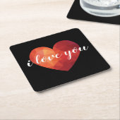 私はあなたを愛する赤いバレンタインハートアート スクエアペーパーコースター (アングル)