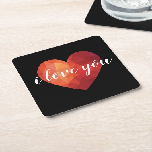 私はあなたを愛する赤いバレンタインハートアート スクエアペーパーコースター (アングル)