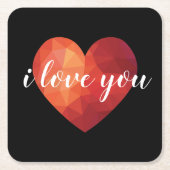 私はあなたを愛する赤いバレンタインハートアート スクエアペーパーコースター (正面)