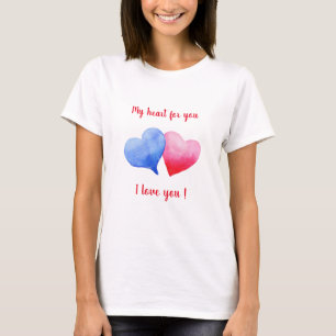 私はあなたを愛する赤と青のハートバレンタインデー Tシャツ