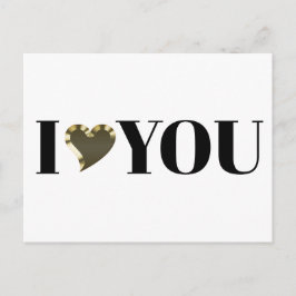 私はあなたを愛する金ゴールドハートモダンタイポグラフィ ポストカード