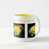私はあなたを愛する黄色のバラパーソナライズされた ツートーンマグカップ (正面右)