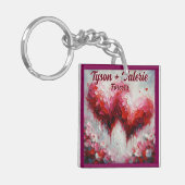 私はあなたを愛する2つの抽象芸術ハート パーソナライズされた キーホルダー (正面左)