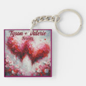 私はあなたを愛する2つの抽象芸術ハート パーソナライズされた キーホルダー (裏面)
