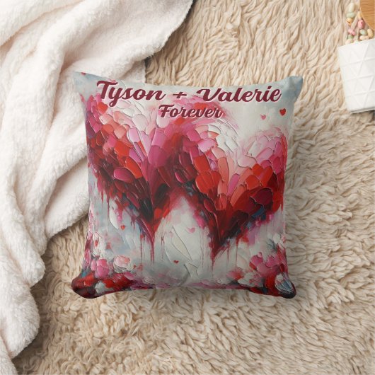 私はあなたを愛する2つの抽象芸術ハート パーソナライズされた クッション (ブランケット)