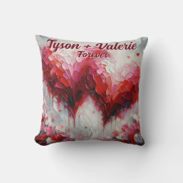 私はあなたを愛する2つの抽象芸術ハート パーソナライズされた クッション