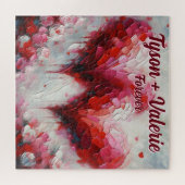 私はあなたを愛する2つの抽象芸術ハート パーソナライズされた ジグソーパズル (横)