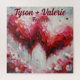 私はあなたを愛する2つの抽象芸術ハート パーソナライズされた ジグソーパズル