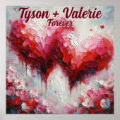 私はあなたを愛する2つの抽象芸術ハート パーソナライズされた ポスター (正面)