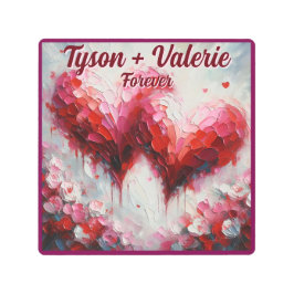 私はあなたを愛する2つの抽象芸術ハート パーソナライズされた メタルプリント