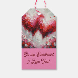 私はあなたを愛する2つの抽象芸術絵を描ハートのバレンタイン ギフトタグ