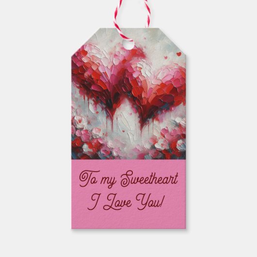 私はあなたを愛する2つの抽象芸術絵を描ハートのバレンタイン ギフトタグ (正面)