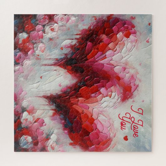 私はあなたを愛する2つの抽象芸術絵を描ハートのバレンタイン ジグソーパズル (横)