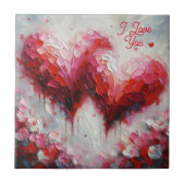 私はあなたを愛する2つの抽象芸術絵を描ハートのバレンタイン タイル (正面)