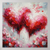 私はあなたを愛する2つの抽象芸術絵を描ハートのバレンタイン ポスター (正面)