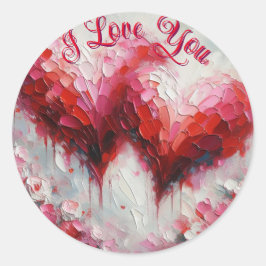私はあなたを愛する2つの抽象芸術絵を描ハートのバレンタイン ラウンドシール