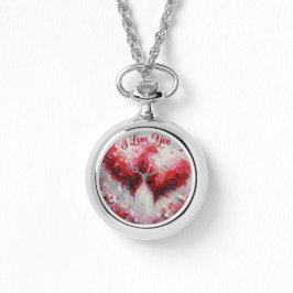 私はあなたを愛する2つの抽象芸術絵を描ハートのバレンタイン 腕時計