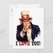 私はあなたを愛する – アンクルサムスタイルバレンタイン シーズンポストカード (正面/裏面)