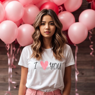 "私はあなたを愛する"ロマンチックな水色のハート女性 Tシャツ