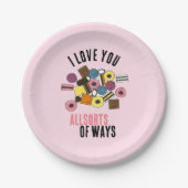 私はあなたを愛するLicorice Allsortsバレンタインデーお菓子 ペーパープレート (正面)