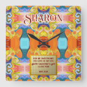 私はあなたを愛すユニークる抽象芸術アールデコ大理石 スクエア壁時計 (正面)