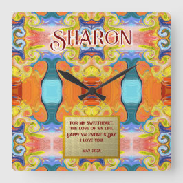 私はあなたを愛すユニークる抽象芸術アールデコ大理石 スクエア壁時計